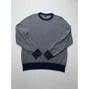 Club Monaco Sweater Mens Large Gray Geometric Cotton Wool Crewneck Knit Pullover